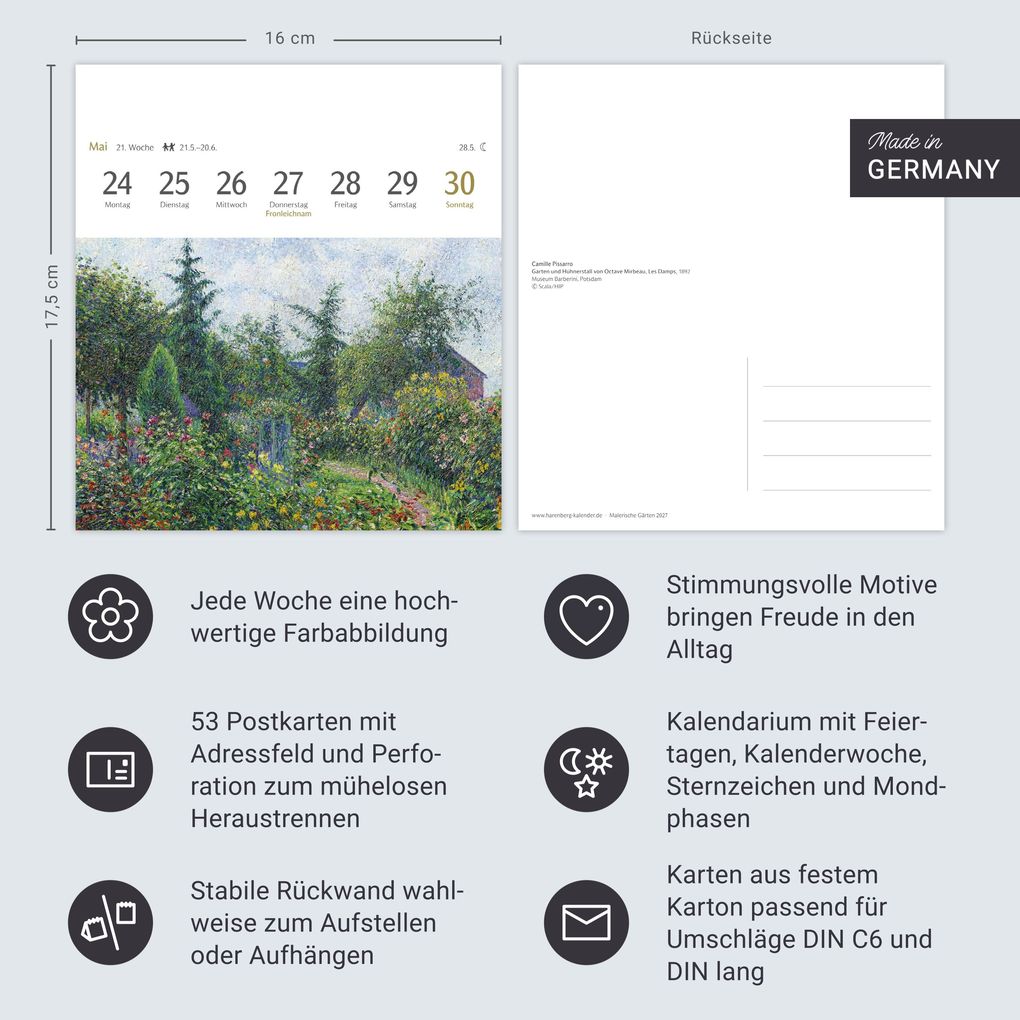Weitere Ansicht: Malerische Gärten Postkartenkalender 2027 - Kalender mit 53 Kunstpostkarten