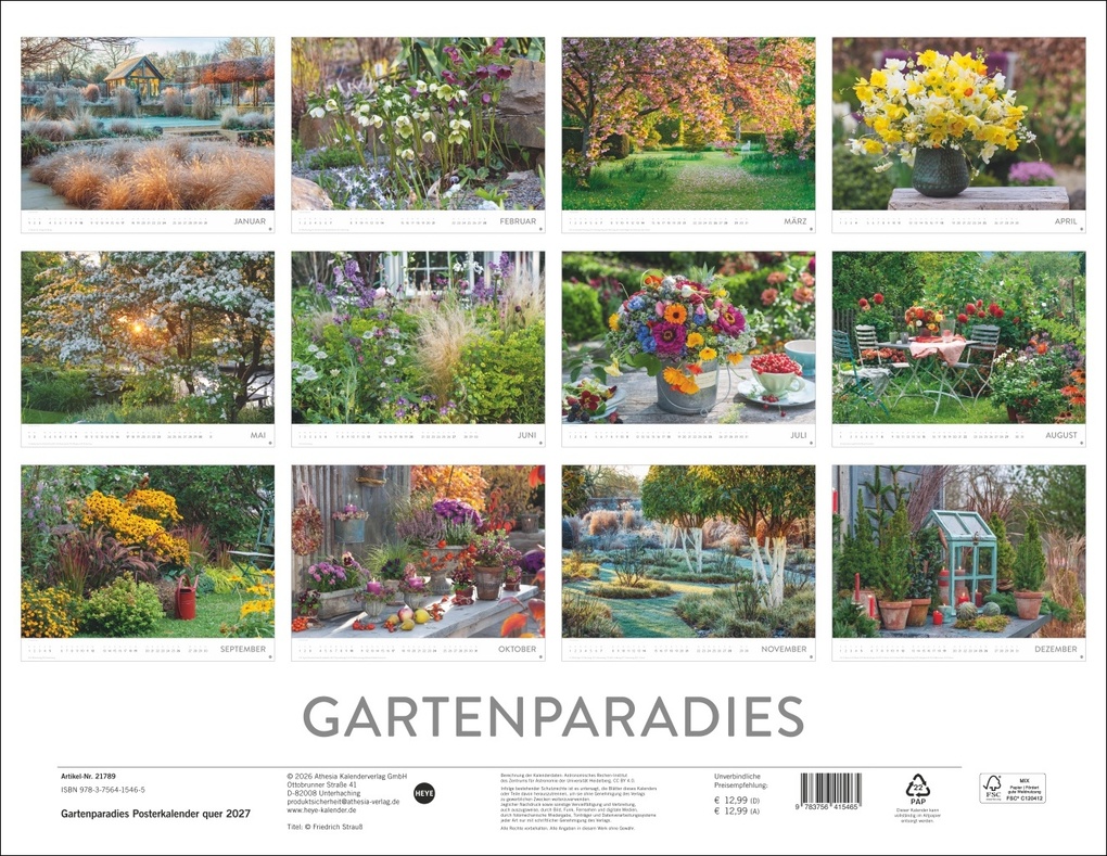 Weitere Ansicht: Gartenparadies Posterkalender 2027