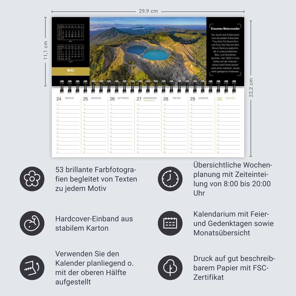 Weitere Ansicht: Naturparadiese Premium-Tischplaner 2027 - Wochenkalender mit 53 Fotografien