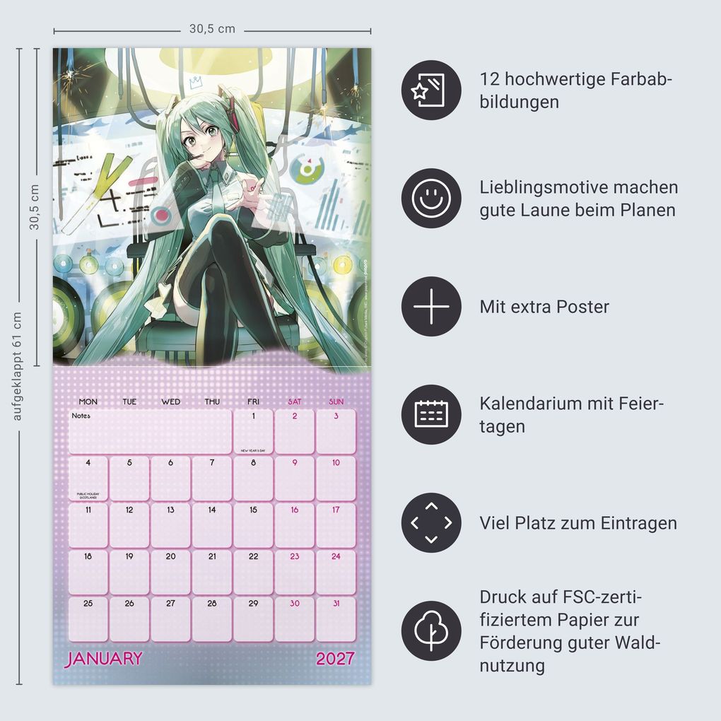 Weitere Ansicht: Hatsune Miku Broschurkalender 2027
