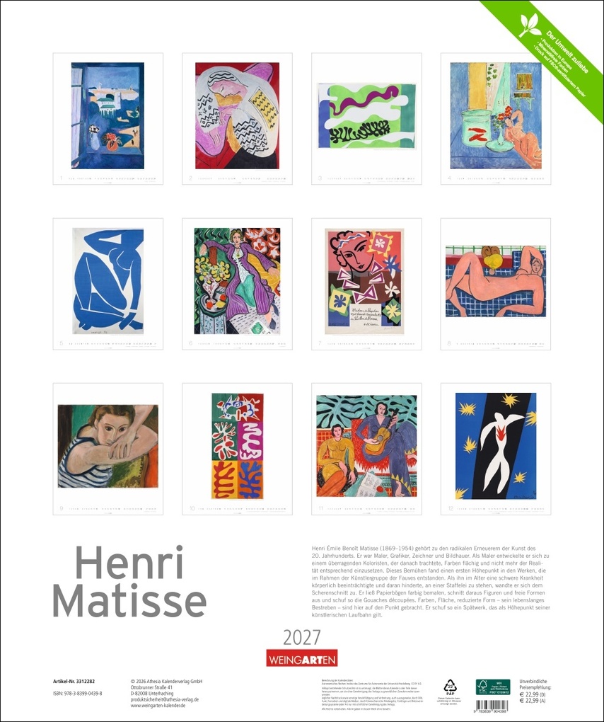 Weitere Ansicht: Henri Matisse Edition Kalender 2027 | Henri Matisse