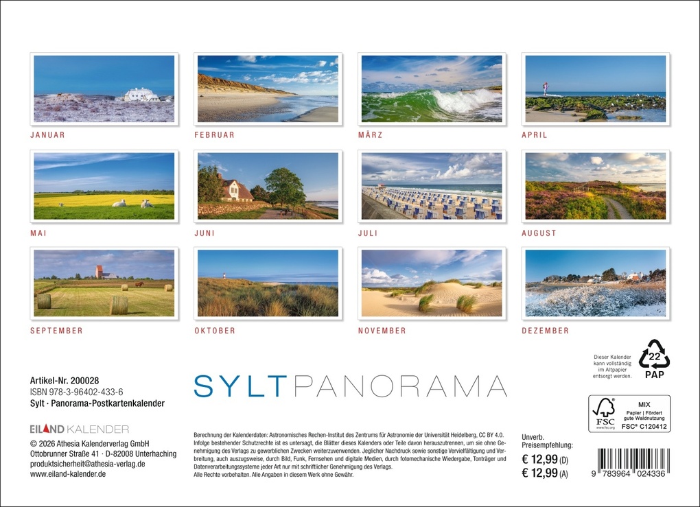 Weitere Ansicht: Sylt Panorama-Postkartenkalender 2027 - Hans Jessel
