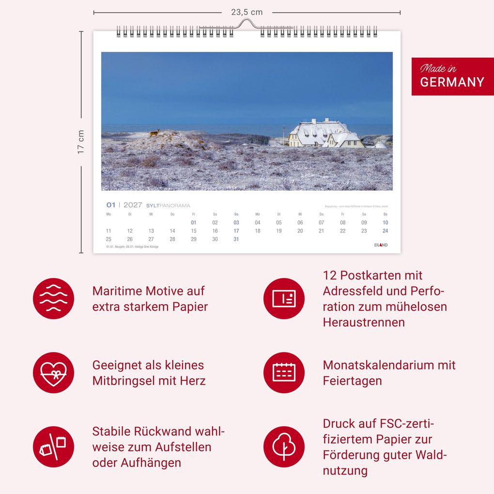 Weitere Ansicht: Sylt Panorama-Postkartenkalender 2027 - Hans Jessel
