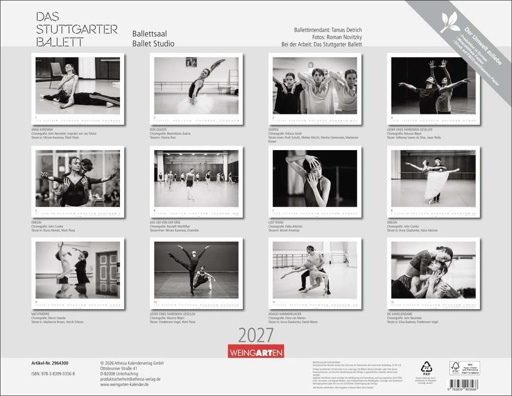 Weitere Ansicht: Ballettsaal - Stuttgarter Ballett Kalender 2027 - Stuttgarter Ballett