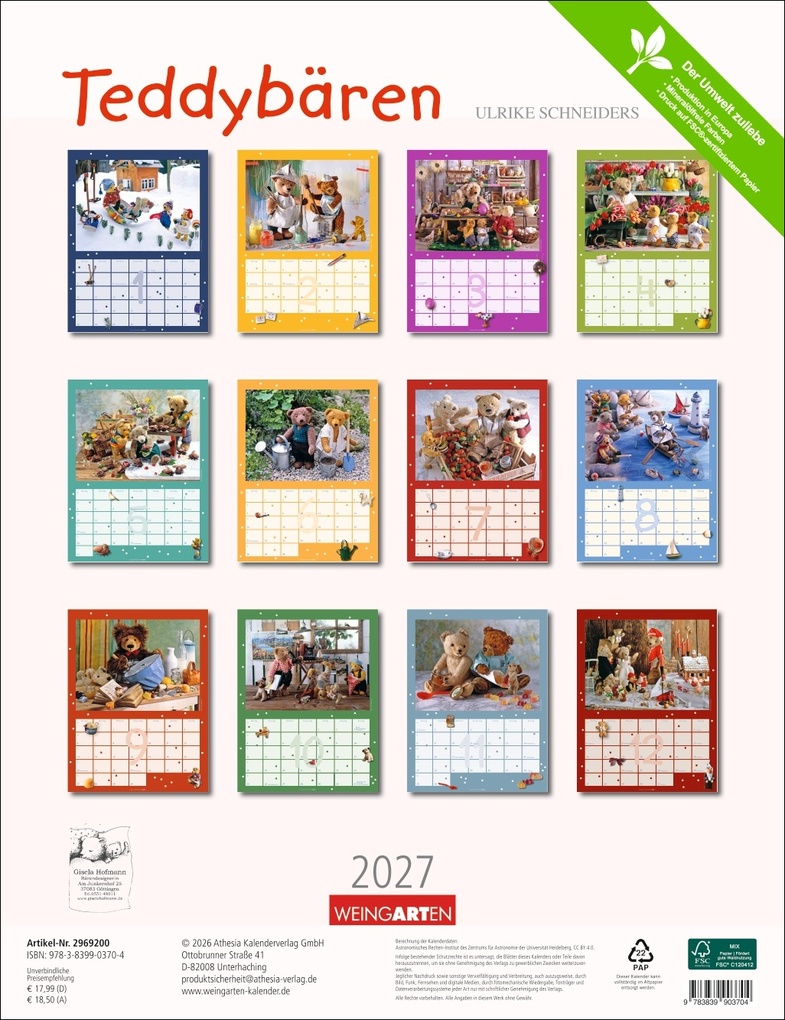 Weitere Ansicht: Teddybären Kalender 2027 | Gisela Hofmann