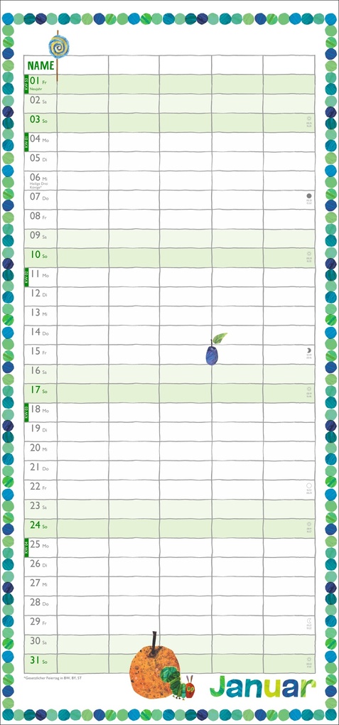 Weitere Ansicht: Die kleine Raupe Nimmersatt Familienplaner 2027 | Eric Carle
