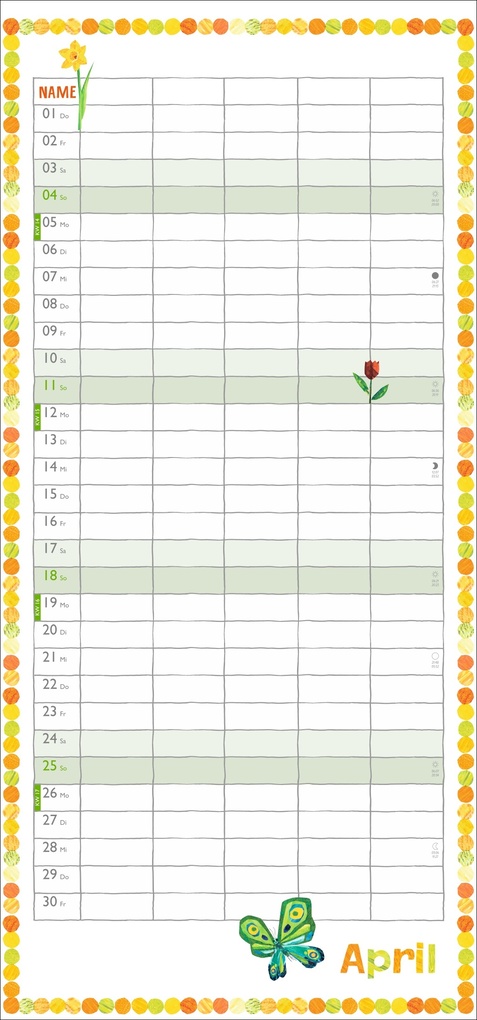 Weitere Ansicht: Die kleine Raupe Nimmersatt Familienplaner 2027 | Eric Carle