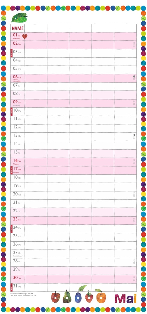 Weitere Ansicht: Die kleine Raupe Nimmersatt Familienplaner 2027 | Eric Carle