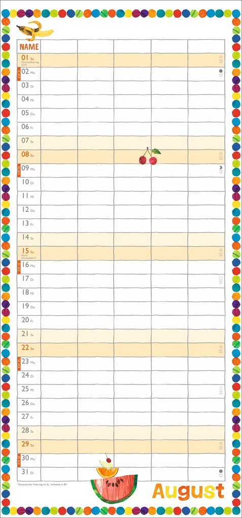Weitere Ansicht: Die kleine Raupe Nimmersatt Familienplaner 2027 | Eric Carle
