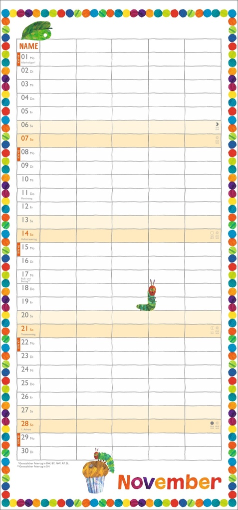 Weitere Ansicht: Die kleine Raupe Nimmersatt Familienplaner 2027 | Eric Carle