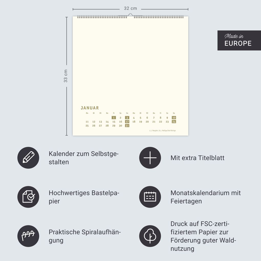 Weitere Ansicht: Premium-Bastelkalender gold groß 2027