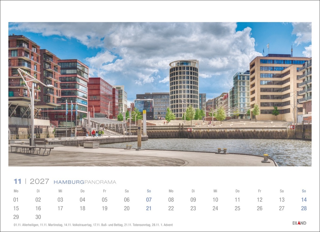Weitere Ansicht: Hamburg Panorama-Postkartenkalender 2027