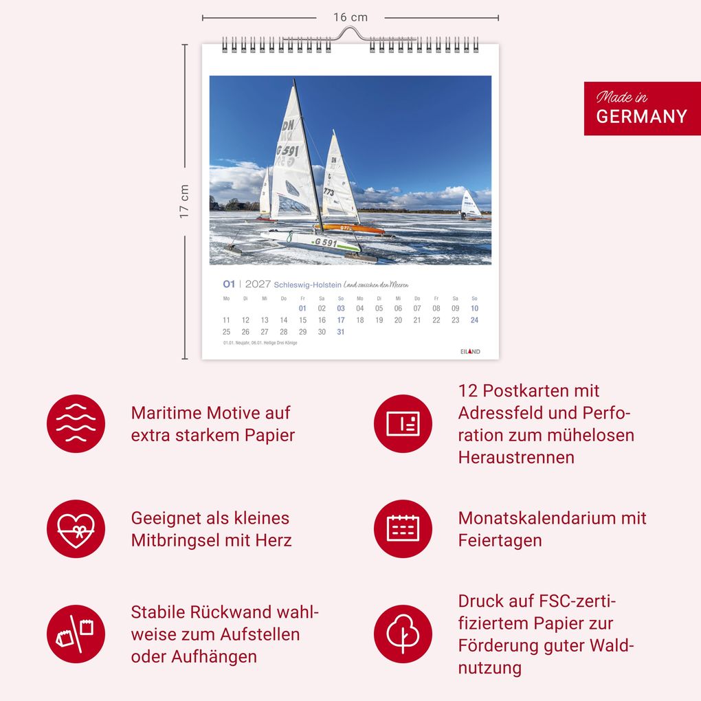 Weitere Ansicht: Schleswig-Holstein Postkartenkalender 2027 - Land zwischen den Meeren