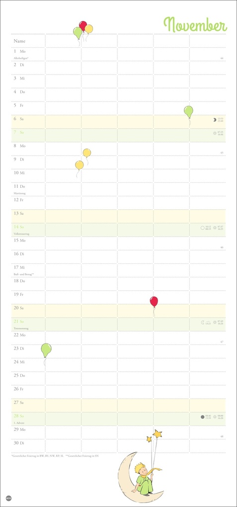 Weitere Ansicht: Der Kleine Prinz Familienplaner 2027