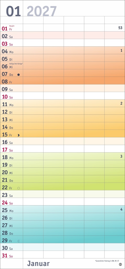 Weitere Ansicht: Bunte Wochen Familienplaner 2027