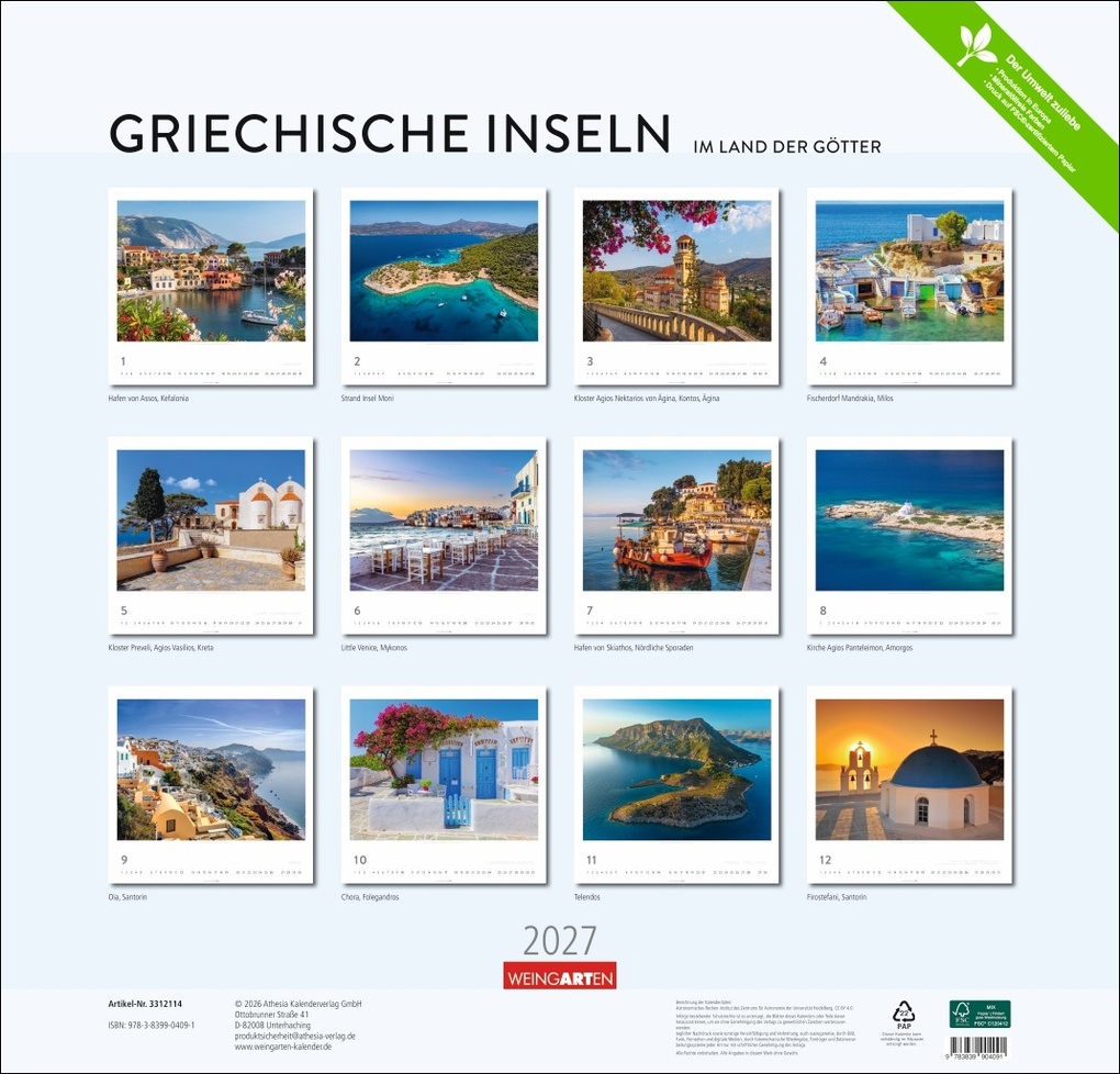 Weitere Ansicht: Griechische Inseln Kalender 2027 - Im Land der Götter