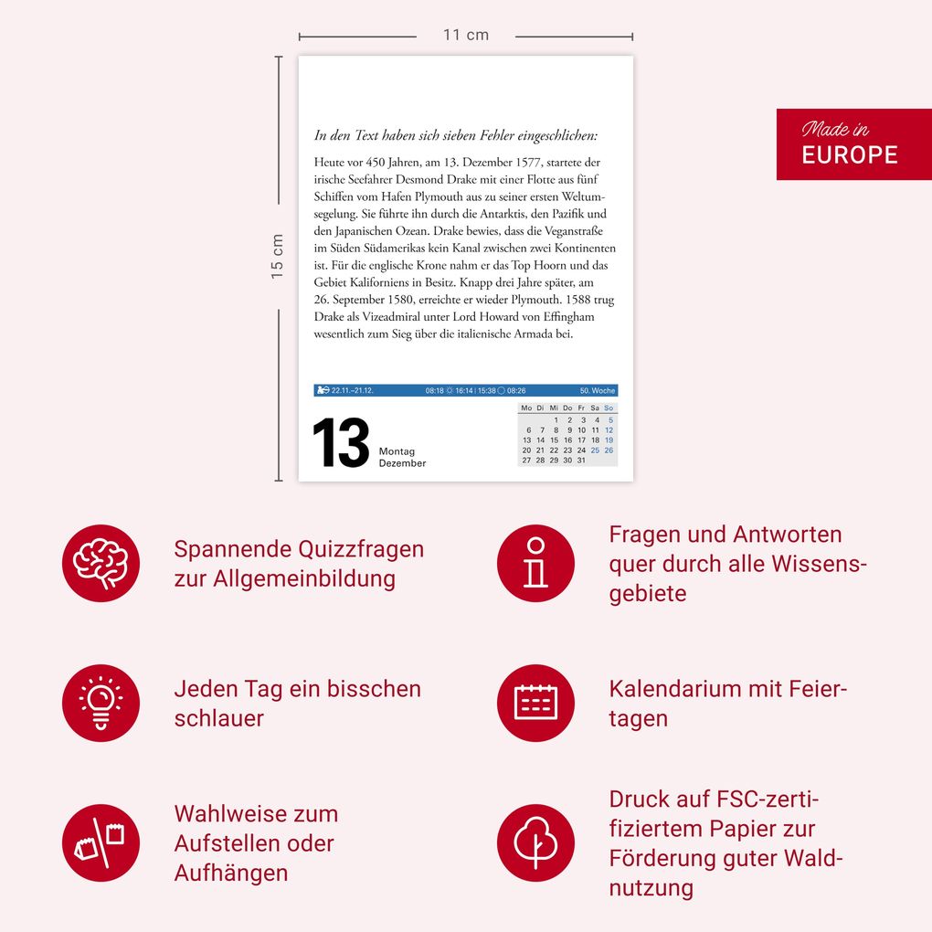 Weitere Ansicht: Wissen Tagesabreißkalender 2027 - Quizfragen aus Geschichte, Politik, Kultur, Technik und Sport | Berthold Budde
