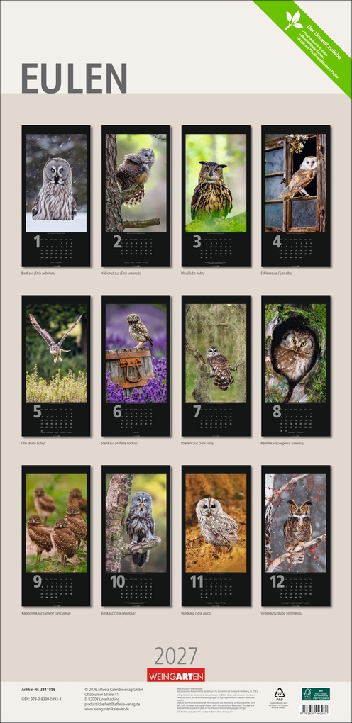 Weitere Ansicht: Eulen Kalender 2027