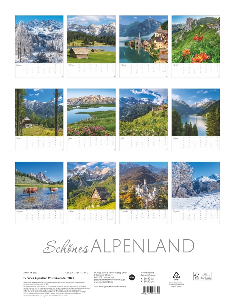 Weitere Ansicht: Schönes Alpenland Posterkalender 2027