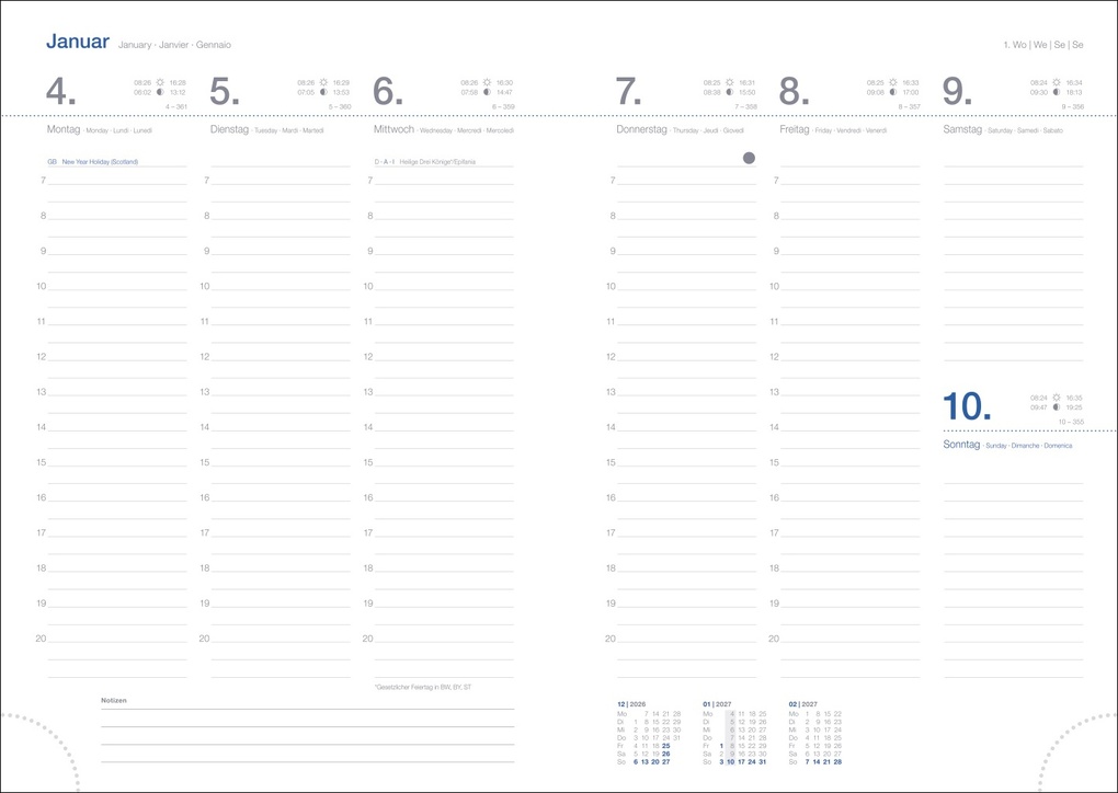 Weitere Ansicht: Wochen-Cheftimer A5, Alu silber 2027