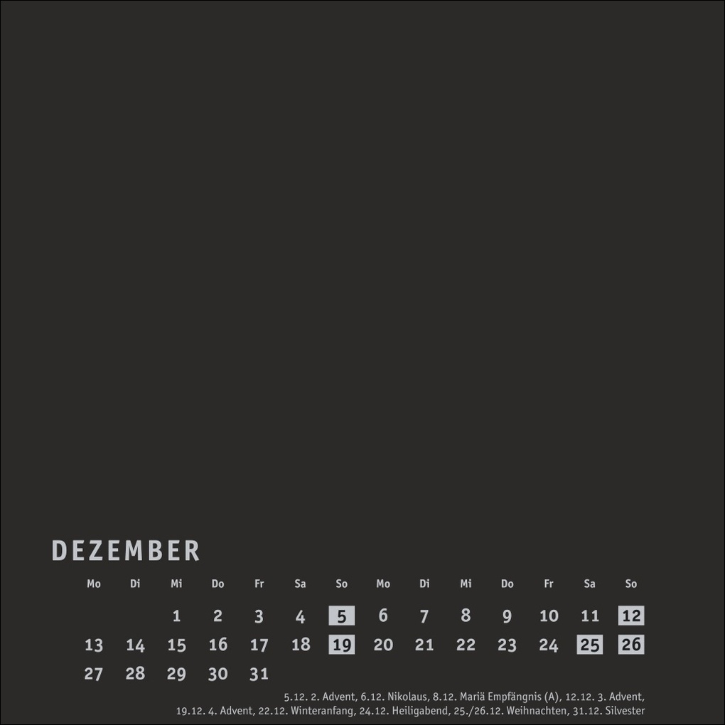 Weitere Ansicht: Premium-Bastelkalender schwarz klein 2027