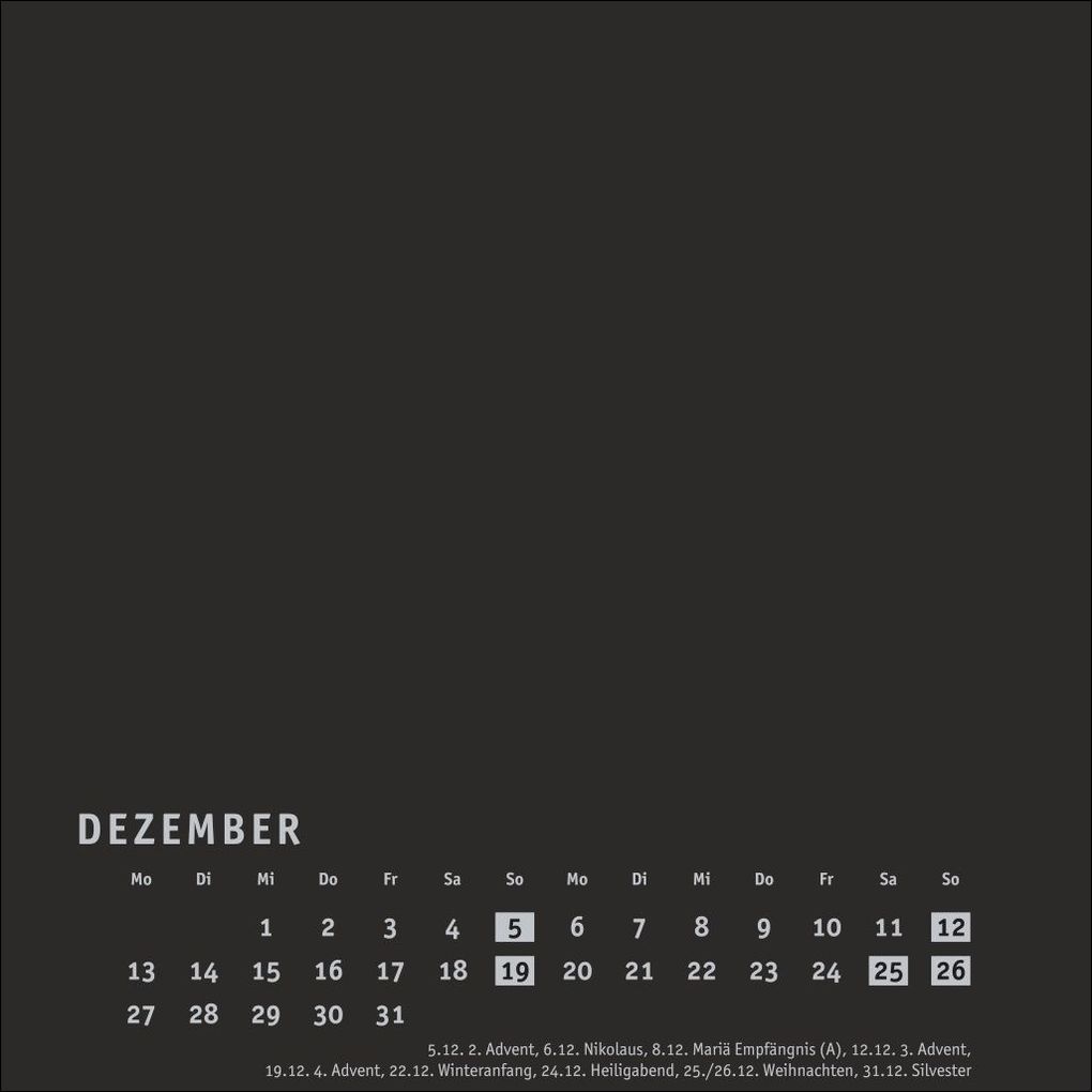 Weitere Ansicht: Premium-Bastelkalender schwarz klein 2027