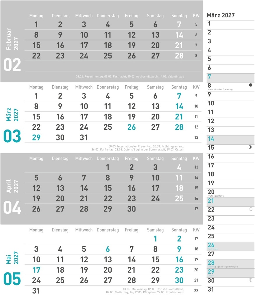 Weitere Ansicht: times&more 4-Monatsplaner, türkis 2027