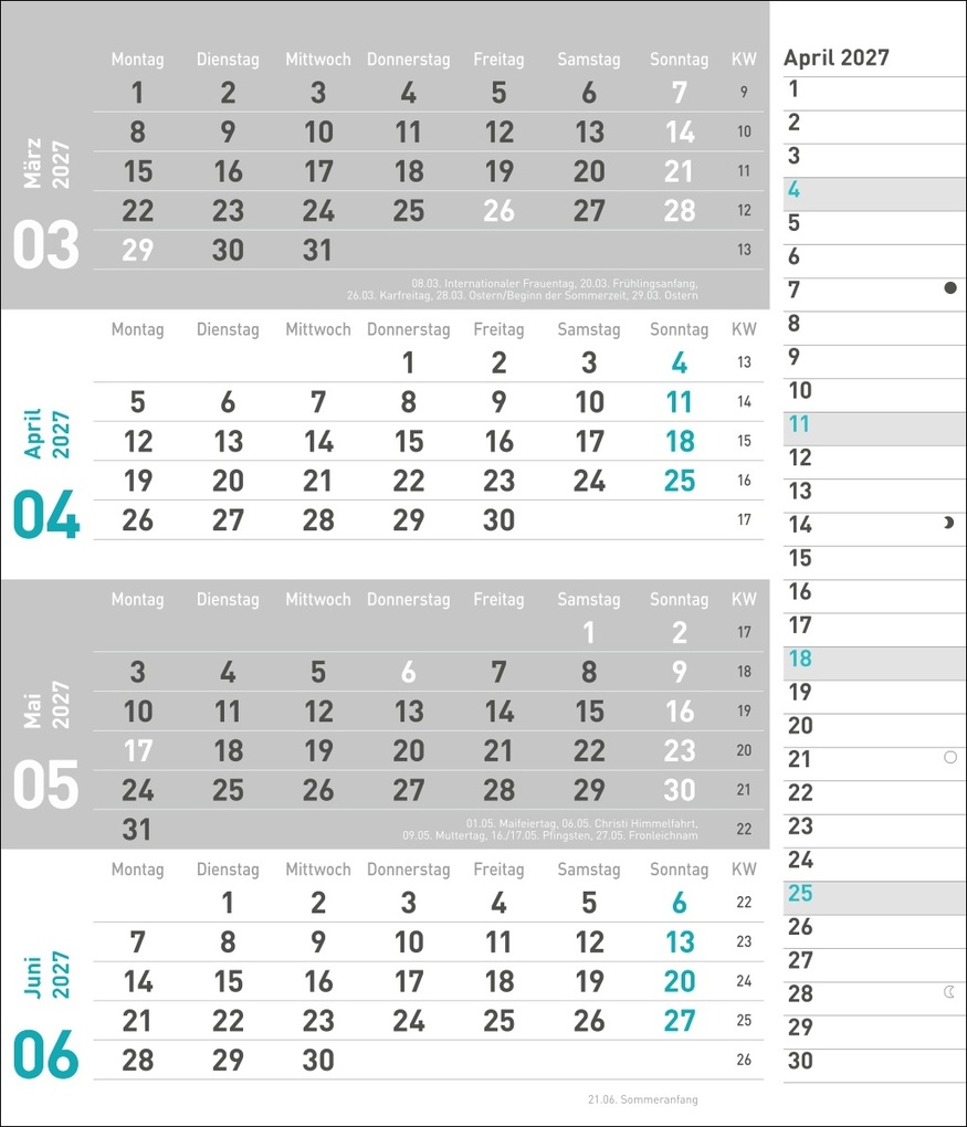 Weitere Ansicht: times&more 4-Monatsplaner, türkis 2027