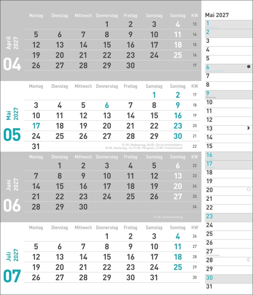 Weitere Ansicht: times&more 4-Monatsplaner, türkis 2027