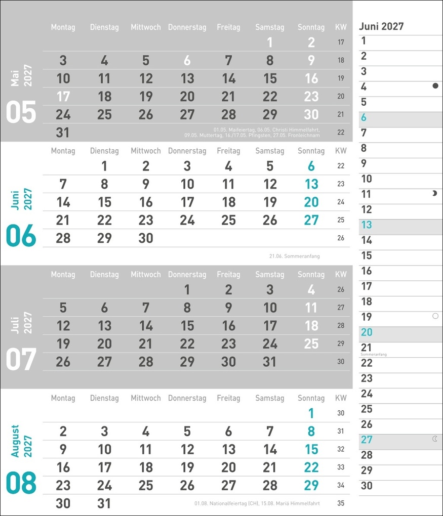 Weitere Ansicht: times&more 4-Monatsplaner, türkis 2027