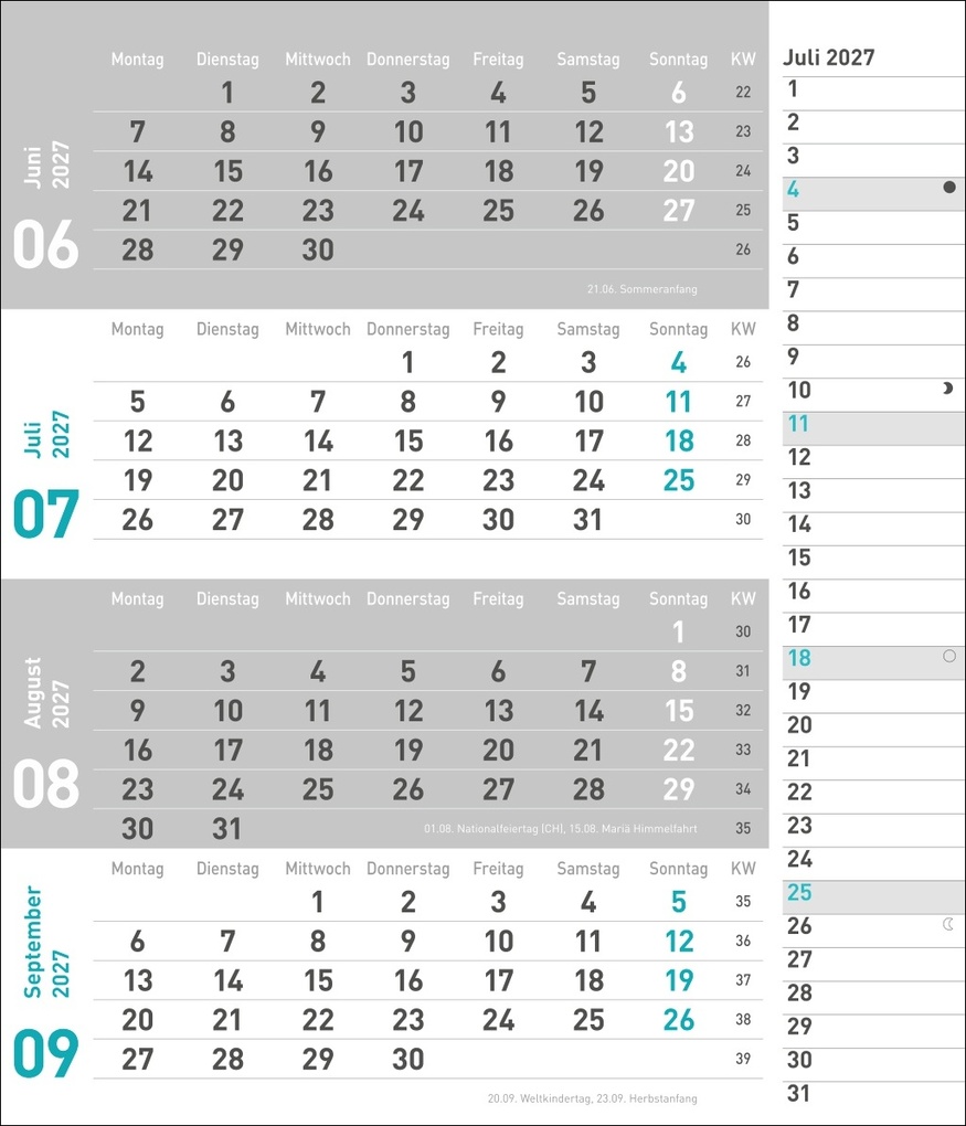 Weitere Ansicht: times&more 4-Monatsplaner, türkis 2027