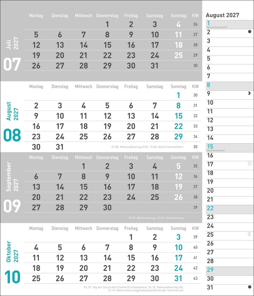 Weitere Ansicht: times&more 4-Monatsplaner, türkis 2027