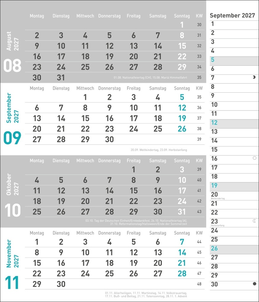 Weitere Ansicht: times&more 4-Monatsplaner, türkis 2027