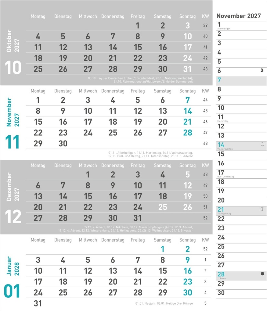 Weitere Ansicht: times&more 4-Monatsplaner, türkis 2027