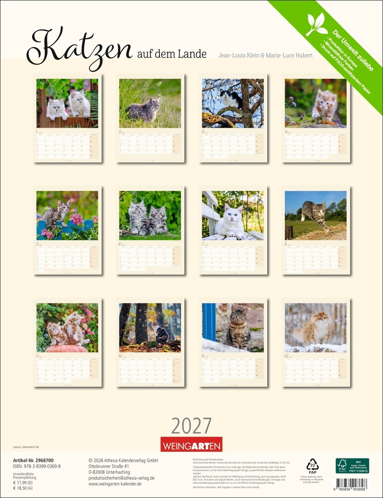 Weitere Ansicht: Katzen auf dem Lande Kalender 2027