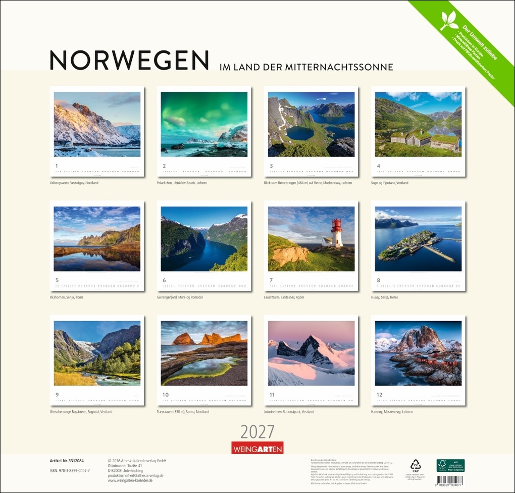 Weitere Ansicht: Norwegen Kalender 2027 - Im Land der Mitternachtssonne