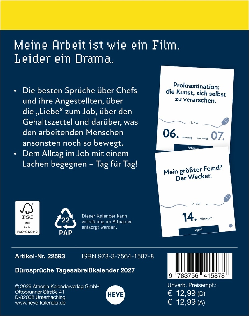 Weitere Ansicht: Die besten Sprüche für lange Bürotage Tagesabreißkalender 2027