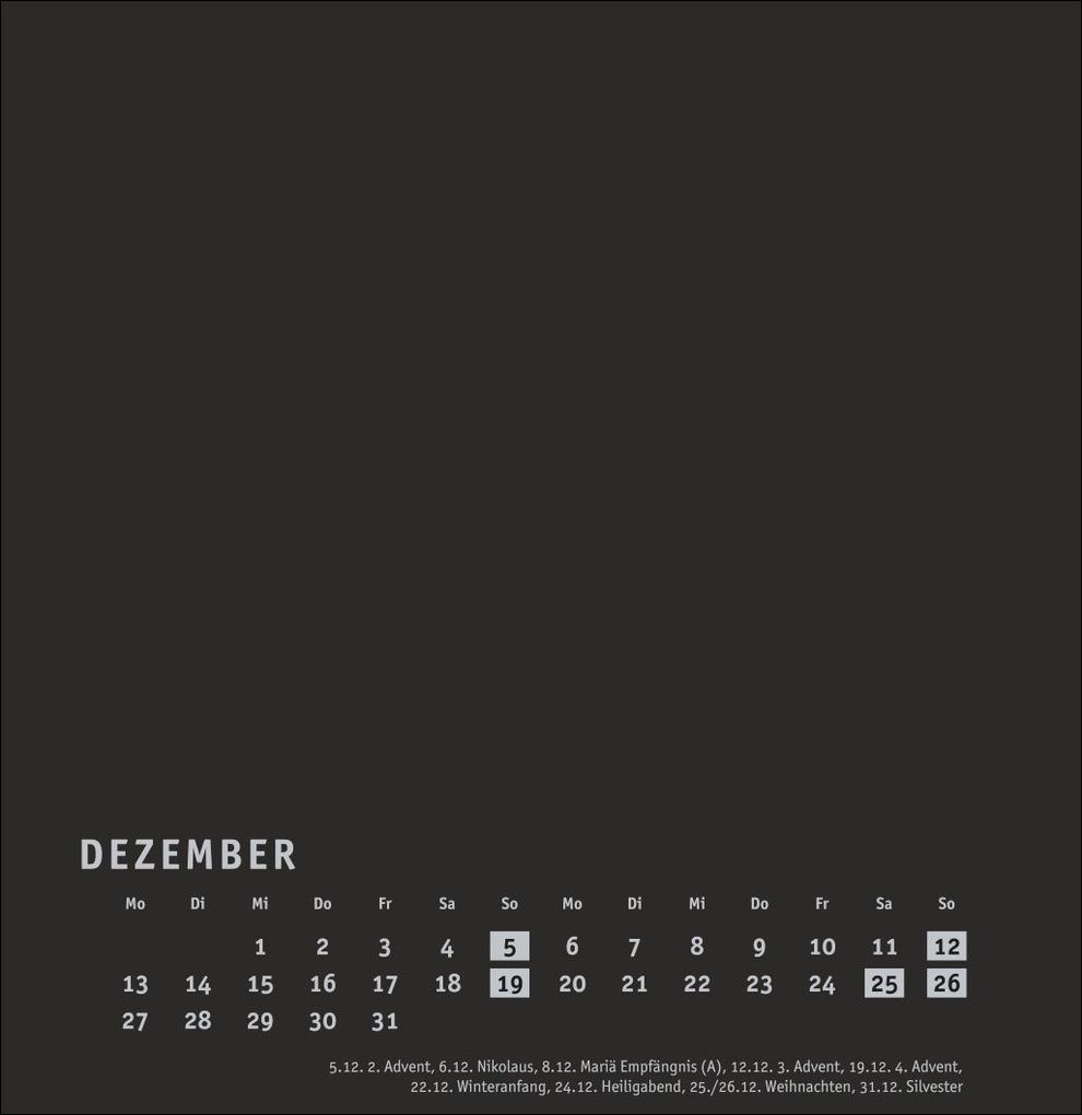 Weitere Ansicht: Premium-Bastelkalender schwarz groß 2027
