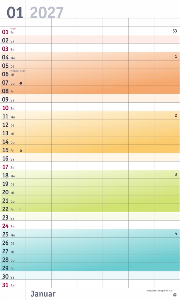 Weitere Ansicht: Bunte Wochen Familienplaner XL 2027