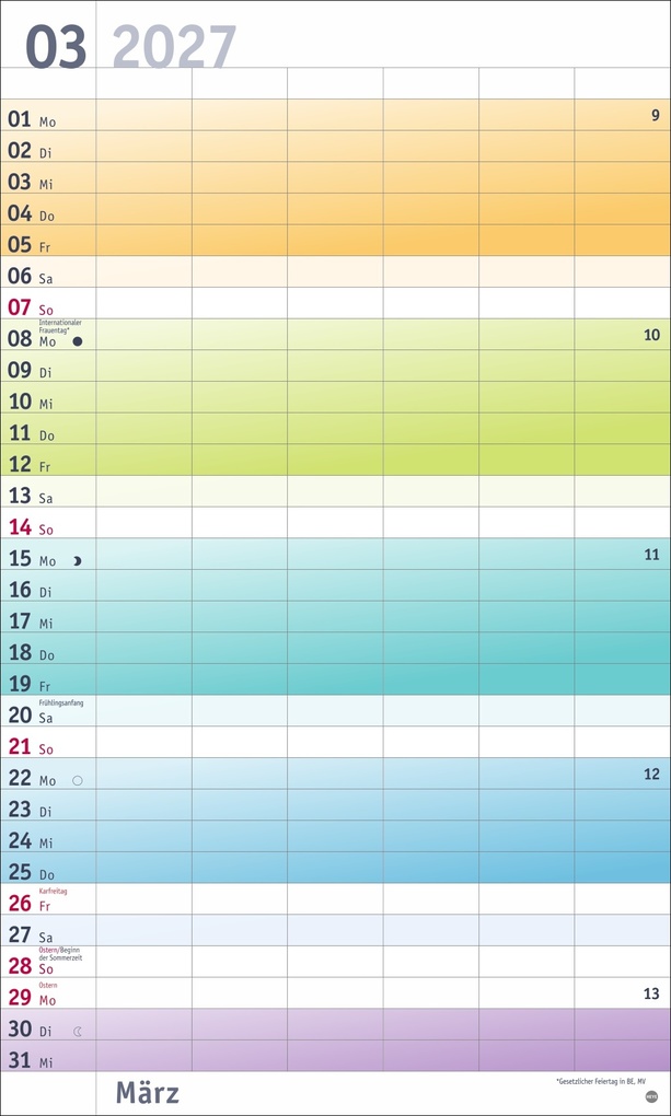 Weitere Ansicht: Bunte Wochen Familienplaner XL 2027
