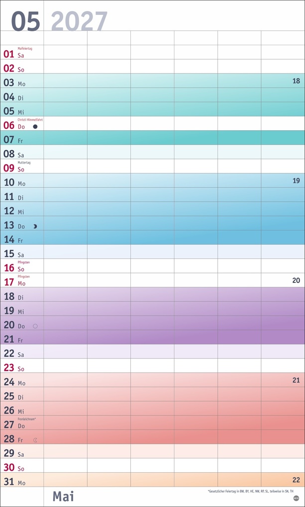 Weitere Ansicht: Bunte Wochen Familienplaner XL 2027