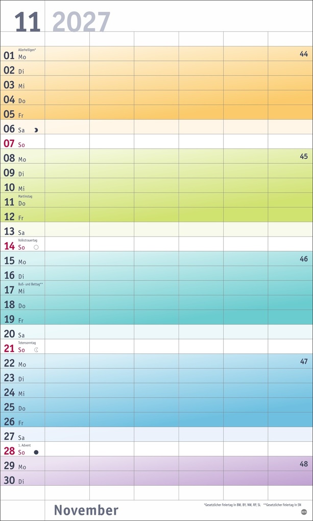 Weitere Ansicht: Bunte Wochen Familienplaner XL 2027