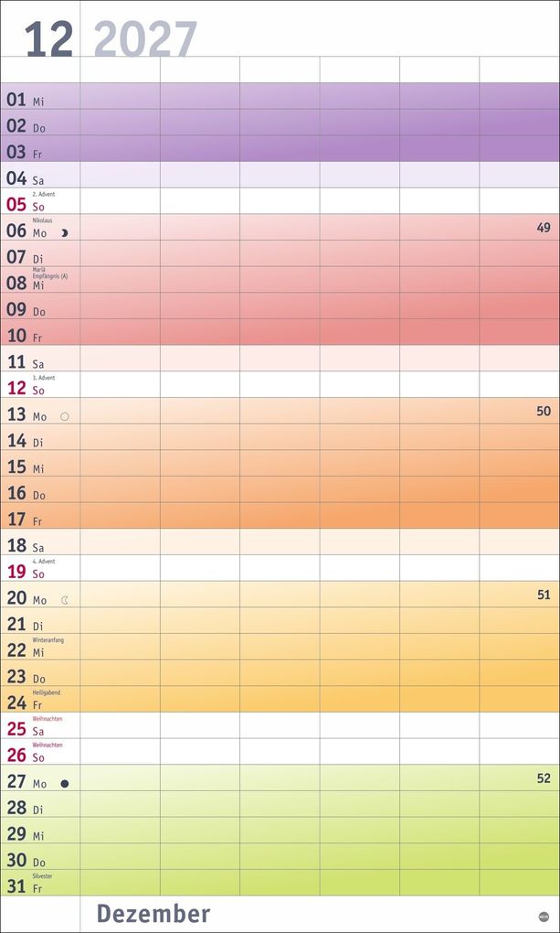 Weitere Ansicht: Bunte Wochen Familienplaner XL 2027