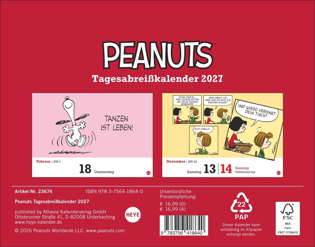 Weitere Ansicht: Peanuts Tagesabreißkalender 2027