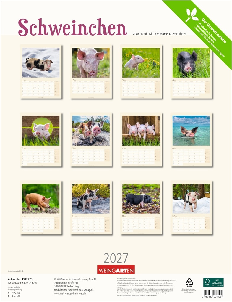 Weitere Ansicht: Schweinchen Kalender 2027