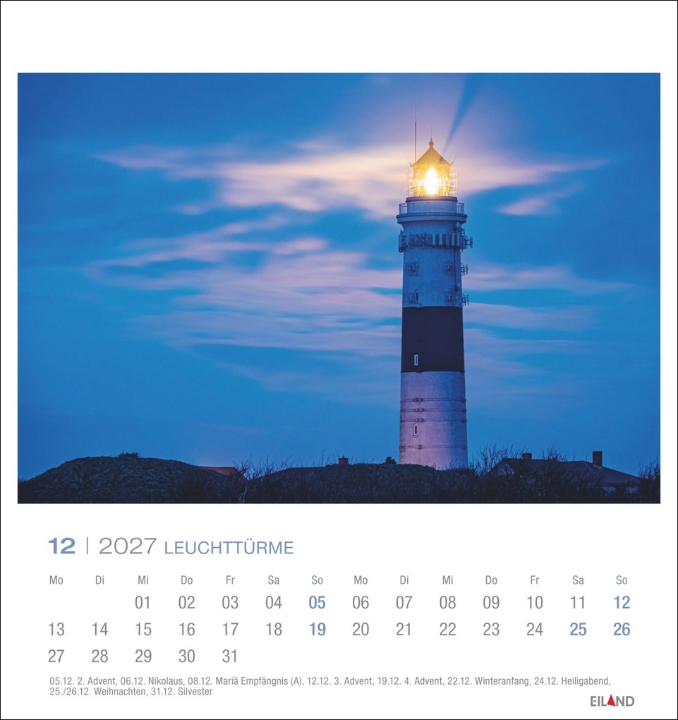 Weitere Ansicht: Leuchttürme Postkartenkalender 2027 - Leuchten des Nordens