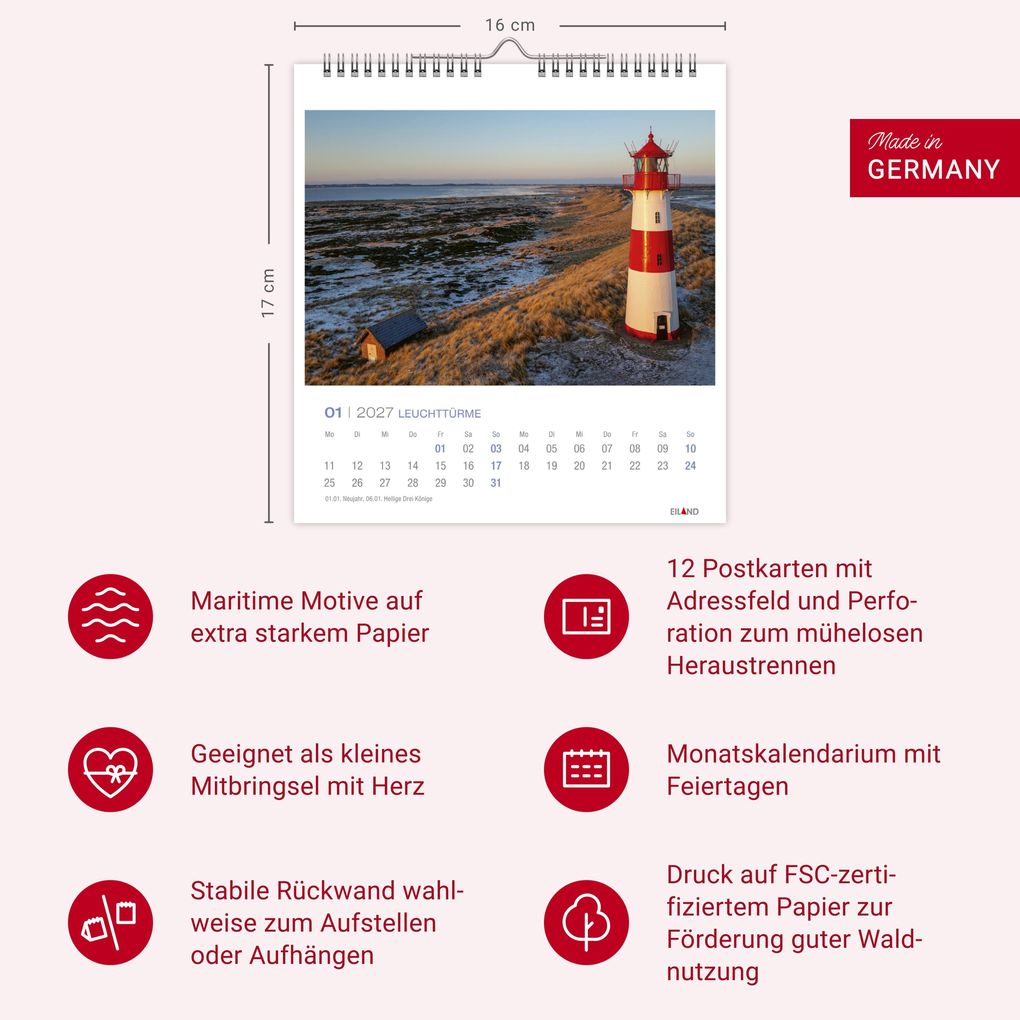 Weitere Ansicht: Leuchttürme Postkartenkalender 2027 - Leuchten des Nordens