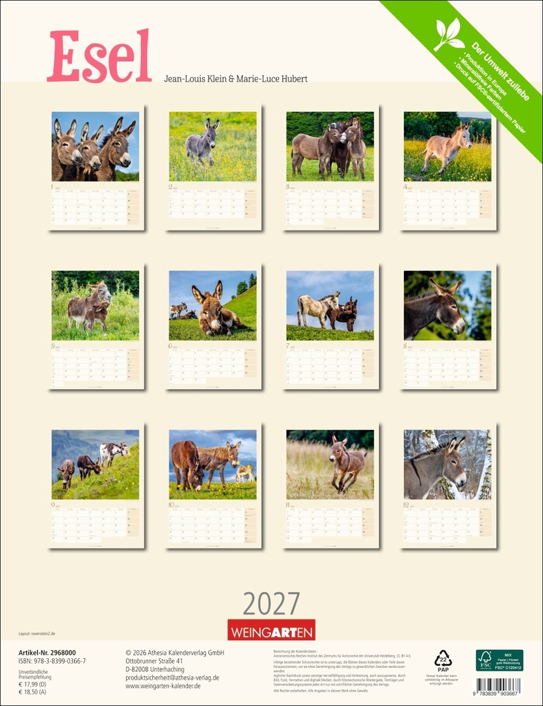 Weitere Ansicht: Esel Kalender 2027