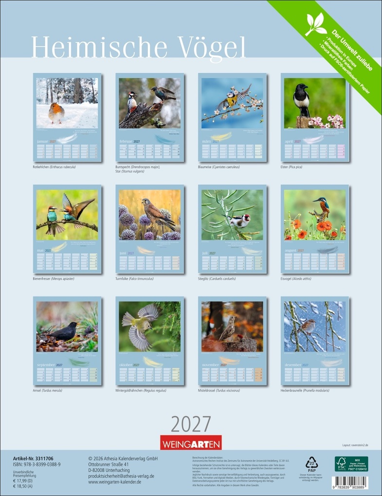 Weitere Ansicht: Heimische Vögel Kalender 2027