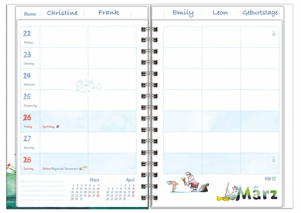 Weitere Ansicht: Helme Heine: Familienplaner-Buch A5 2027 | Helme Heine